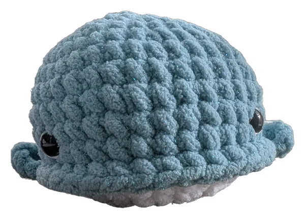 Teal crochet whale